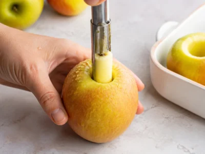 Backofen und Äpfel vorbereiten