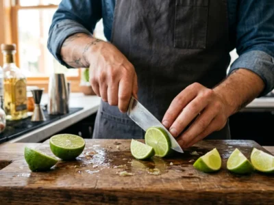 Limette vorbereiten und zuschneiden