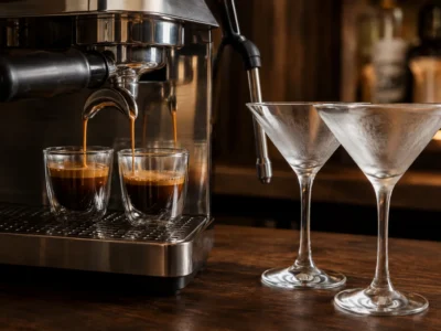 Gläser kühlen und Espresso zubereiten