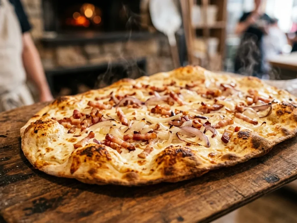 Flammkuchenteig Rezept: Hauchdünn & knusprig ohne Hefe