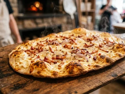 Flammkuchenteig Rezept: Hauchdünn & knusprig ohne Hefe