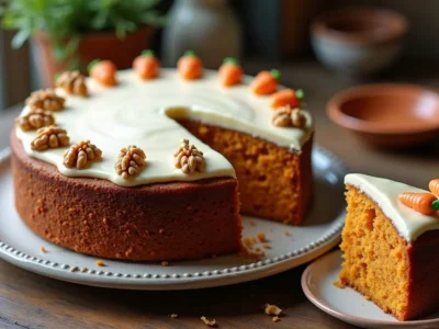 Karottenkuchen Rezept: Saftiger Rüblikuchen mit Frischkäse-Frosting