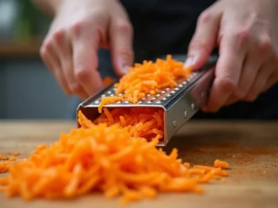 Karotten raspeln und Backofen vorheizen