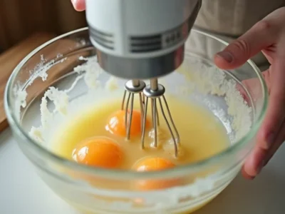 Eier und Zucker cremig aufschlagen