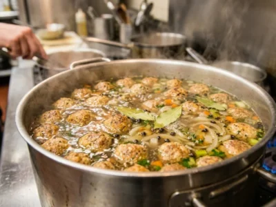 Klößchen im Brühesud garziehen lassen