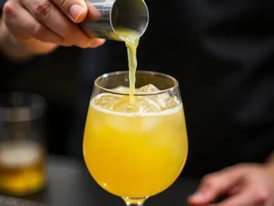Limoncello eingießen