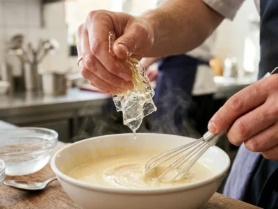 Sahne sanft erhitzen und Gelatine auflösen