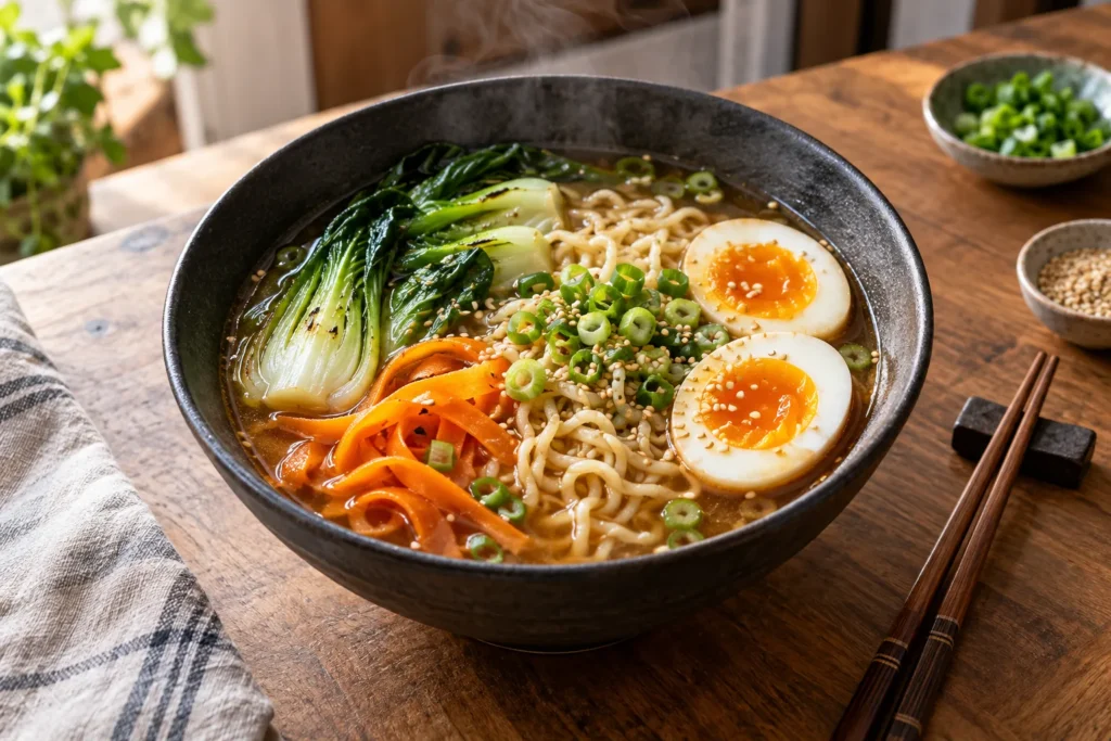 Ramen Rezept: Würzige Nudelsuppe mit Ei in 35 Minuten