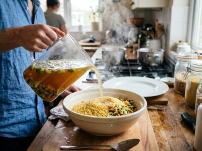 Couscous aufgießen und quellen lassen