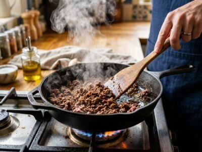 Hackfleisch krümelig anbraten