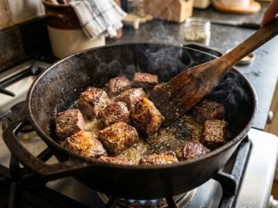 Fleisch portionsweise scharf anbraten